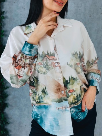 Dámska béžová vzorovaná blúzka Lorela