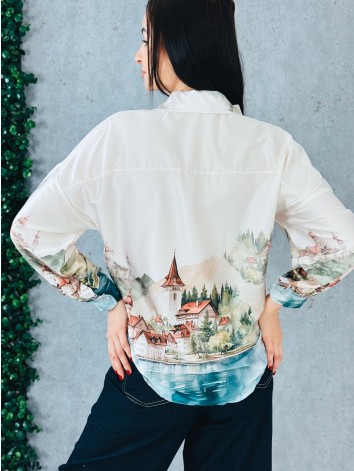 Dámska béžová vzorovaná blúzka Lorela