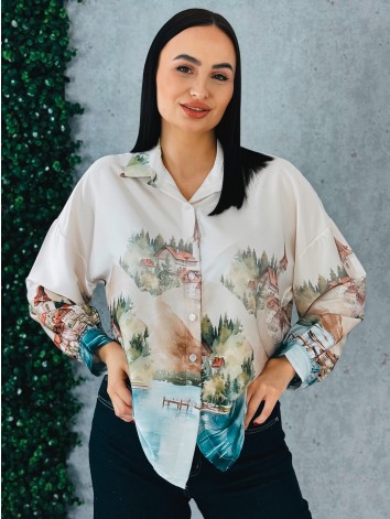 Dámska béžová vzorovaná blúzka Lorela