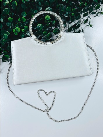 Dámska biela elegantná spoločenská kabelka s kamienkami Lelia