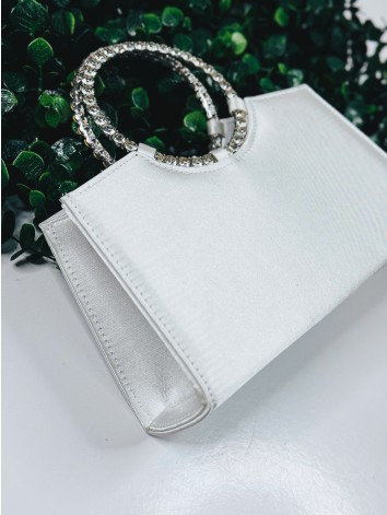 Dámska biela elegantná spoločenská kabelka s kamienkami Lelia