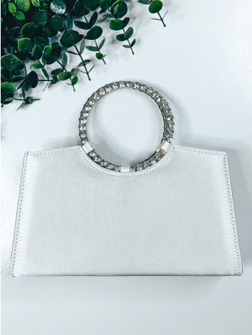 Dámska biela elegantná spoločenská kabelka s kamienkami Lelia
