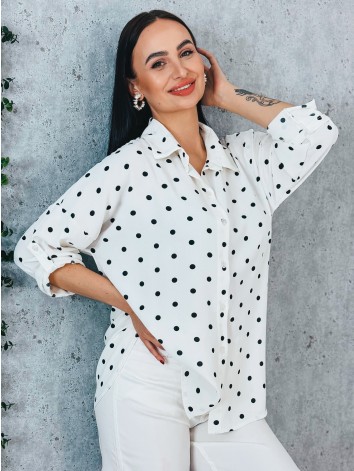 Dámska biela oversize blúzka s bodkami