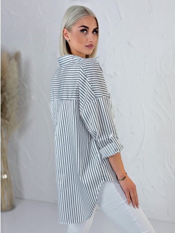 Dámska biela oversize pruhovaná košeľa