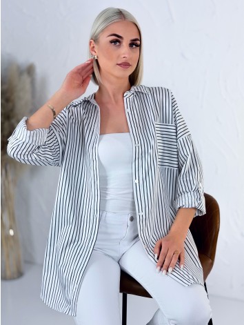 Dámska biela oversize pruhovaná košeľa