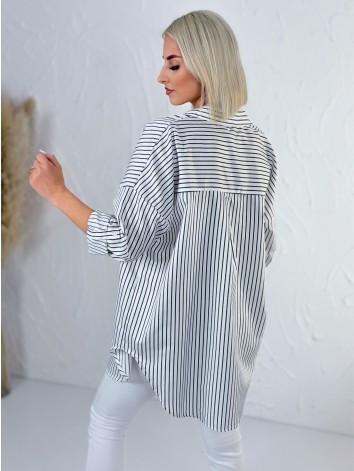 Dámska biela oversize pruhovaná košeľa