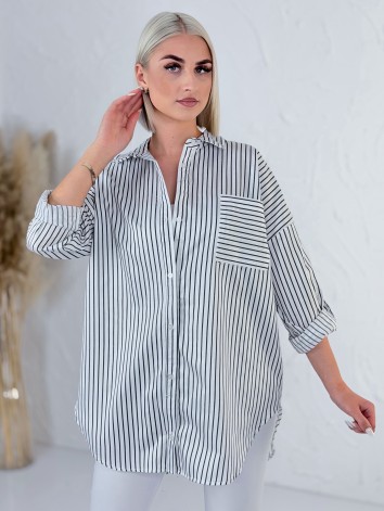 Dámska biela oversize pruhovaná košeľa