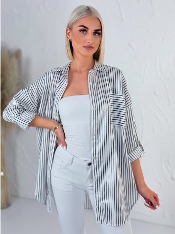Dámska biela oversize pruhovaná košeľa