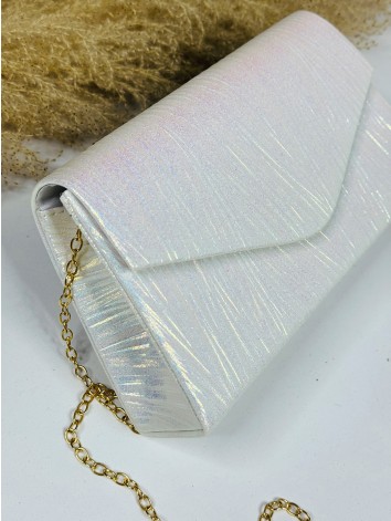 Dámska dúhová biela spoločenská kabelka s remienkom Reia