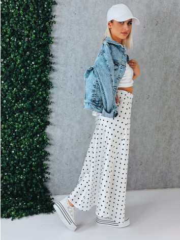 Dámska bodkovaná dlhá biela sukňa