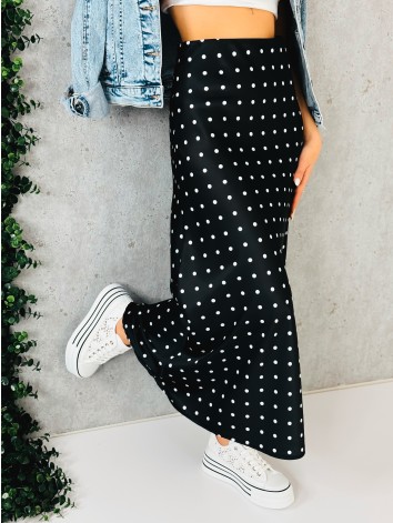 Dámska bodkovaná dlhá čierna sukňa