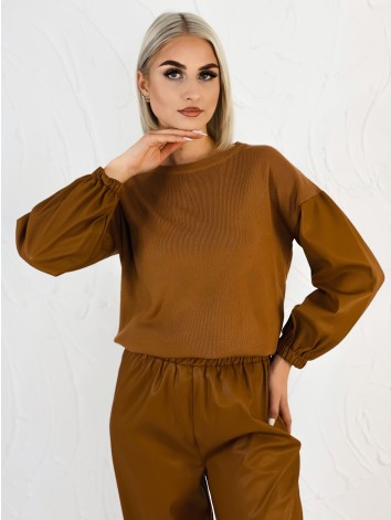 Dámska camel exkluzívna koženková súprava s našitými vreckami