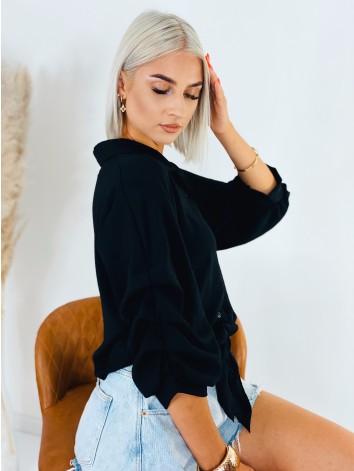 Dámska čierna blúzka so zapínaním na gombíky