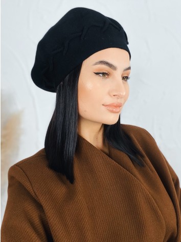 Dámska čierna elegantná baretka Paris