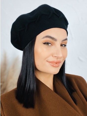 Dámska čierna elegantná baretka Paris