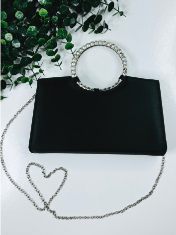 Dámska čierna elegantná spoločenská kabelka s kamienkami Lelia