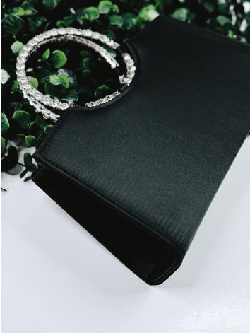 Dámska čierna elegantná spoločenská kabelka s kamienkami Lelia