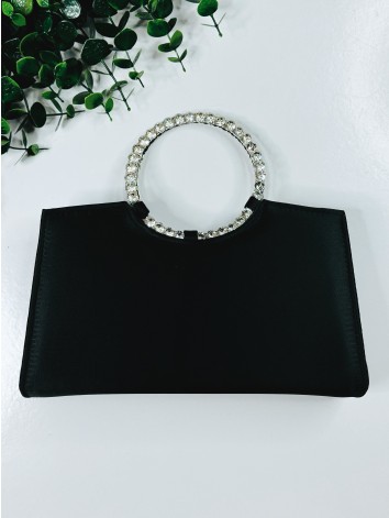 Dámska čierna elegantná spoločenská kabelka s kamienkami Lelia