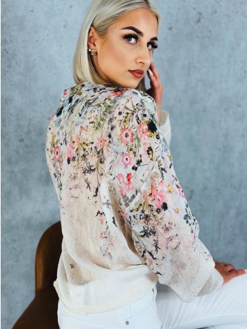 Dámska čierna kvetovaná blúzka s gombíkmi