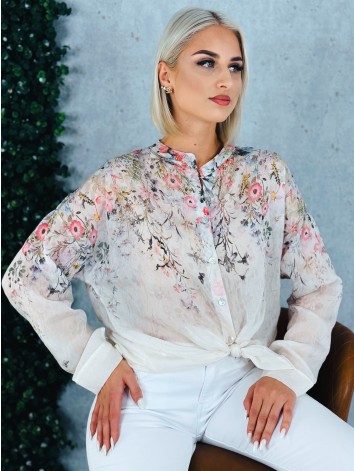 Dámska čierna kvetovaná blúzka s gombíkmi