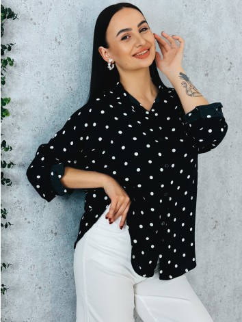 Dámska čierna oversize blúzka s bodkami