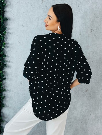 Dámska čierna oversize blúzka s bodkami