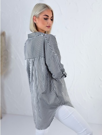 Dámska čierna oversize pruhovaná košeľa