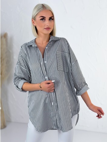 Dámska čierna oversize pruhovaná košeľa