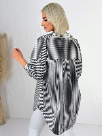 Dámska čierna oversize pruhovaná košeľa