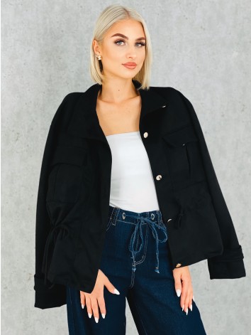 Dámska čierna semišová koženka so sťahovaním v páse