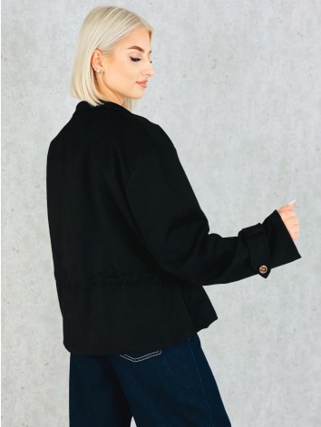 Dámska čierna semišová koženka so sťahovaním v páse