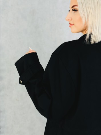 Dámska čierna semišová koženka so sťahovaním v páse