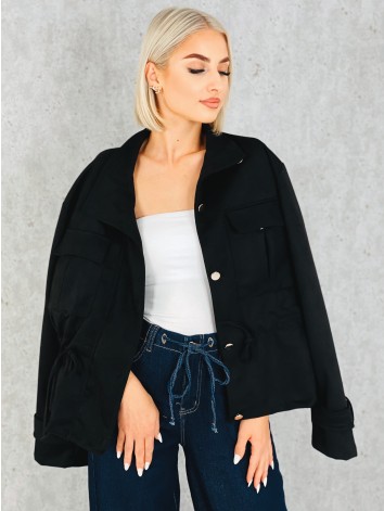 Dámska čierna semišová koženka so sťahovaním v páse