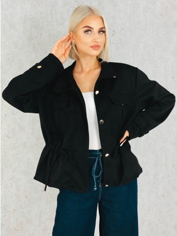 Dámska čierna semišová koženka so sťahovaním v páse