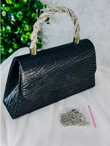 Dámska čierna spoločenská kabelka s kamienkami Lusia