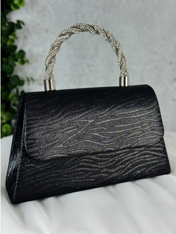 Dámska čierna spoločenská kabelka s kamienkami Lusia