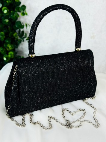 Dámska čierna trblietavá spoločenská kabelka Emla