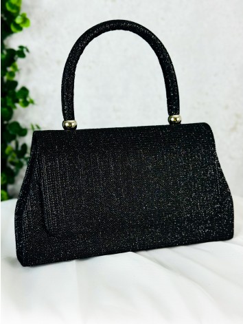 Dámska čierna trblietavá spoločenská kabelka Emla