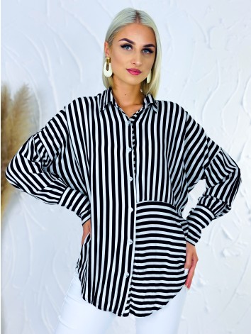 Dámska čierno-biela pruhovaná košeľa