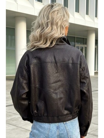 Dámska čokoládová oversized koženka so štruktúrou