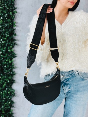 Dámska crossbody kabelka s nastaviteľným popruhom - čierna