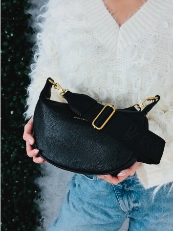 Dámska crossbody kabelka s nastaviteľným popruhom - čierna