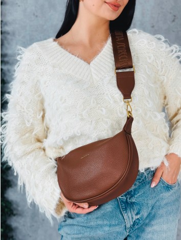 Dámska crossbody kabelka s nastaviteľným popruhom - hnedá