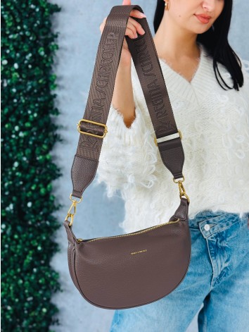 Dámska crossbody kabelka s nastaviteľným popruhom - sivo hnedá