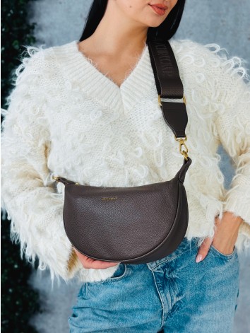 Dámska crossbody kabelka s nastaviteľným popruhom - sivo hnedá