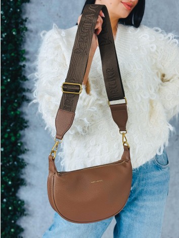 Dámska crossbody kabelka s nastaviteľným popruhom - svetlo hnedá