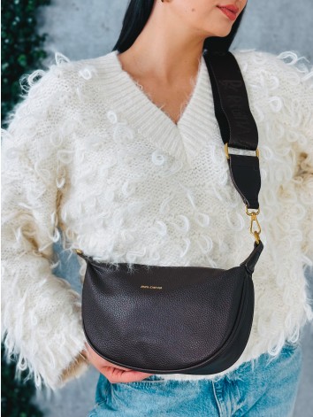 Dámska crossbody kabelka s nastaviteľným popruhom - tmavo hnedá