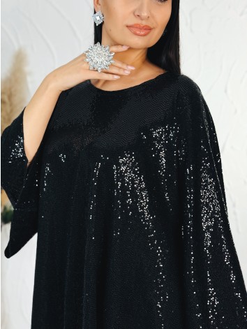 Dámska flitrovaná tunika alebo šaty aj pre moletky - čierna