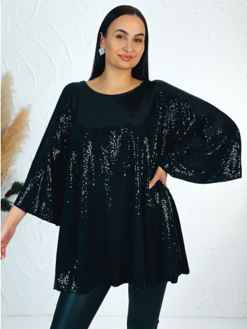 Dámska flitrovaná tunika alebo šaty aj pre moletky - čierna