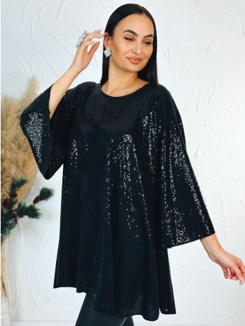 Dámska flitrovaná tunika alebo šaty aj pre moletky - čierna